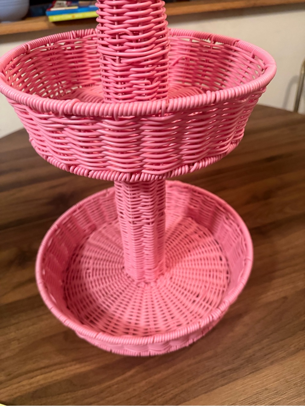 Charming Pink Flamingo Wicker Two-Tier Basket - Picture 12 of 16